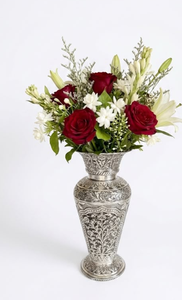 Nouveau design de vase à fleurs sculpté, vase à fleurs traditionnel fait main en argent, sculpture fine, décoration de table pour mariage - Product Image 4