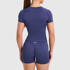 Twin City Women's 2 Piece Sports <b>Set</b> <b>Short</b> Sleeve Crew Neck Knitted Spandex Solid Color Above Knee Quick Dry Spring Summer - Product Image 3