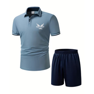 Ensemble polo et short pour homme Ekin Impex, couleur unie, tissu tricoté à séchage rapide, vêtements décontractés d'été, logo personnalisé, ensembles streetwear - Product Image 1