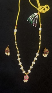Juego de Collar y Aretes de Novia en Forma de Flor, Chapado en Oro, con Circonita e Imitación de Perla, para Mujer, Joyería Étnica para Bodas - Product Image 5
