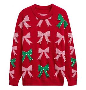 Suéter de Punto para Mujer con Hombros Caídos - Jersey de Invierno de Corte Holgado - Suéter de Punto Femenino Elegante de Hilo Suave con Perlas de Diamante - Product Image 1