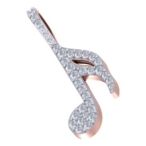 Colgante de Boda de Oro de 10K/14K/18K con Diamante Cultivado en Laboratorio de 0.50 Ct, Diseño Paz, Bañado en Rodio, Regalo de San Valentín para Amantes de la Música y Raperos - Product Image 2