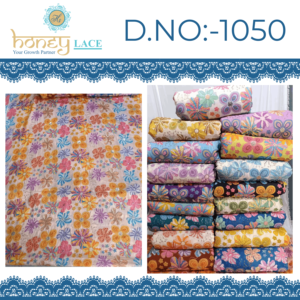 Tissu crêpe naturel HONEY LACE de haute qualité, non tissé, tricoté chaîne, poids moyen, polyester/nylon/métallique, avec motifs floraux/perles, pour mariage - Product Image 2