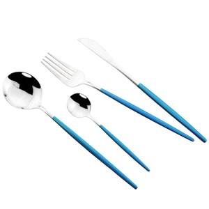 Ensemble de couverts en acier inoxydable mat argenté de qualité supérieure, durable et luxueux, design moderne pour hôtel - Product Image 2