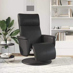 Fauteuil inclinable en similicuir noir avec repose-pieds - Product Image 3