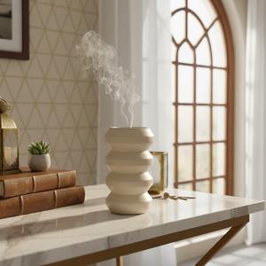 Brûleur à encens en métal côtelé moderne, porte-encens Oud arabe de luxe pour la décoration intérieure du Moyen-Orient, disponible en Or, Argent, Noir Mat, Crème - Product Image 5