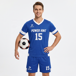 Ensemble de maillots de football pour adultes personnalisés avec nom de marque, respirant, manches courtes, anti-UV, séchage rapide, col en V, tenue d'équipe de football - Product Image 5
