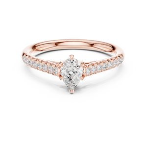 Anillo de Compromiso Personalizado con Diamante Cultivado en Laboratorio de Corte Pera de 0.50CT, Grado E VS, Banda de Boda de Oro Sólido de 14K, Joyería Fina para Regalo - Product Image 5