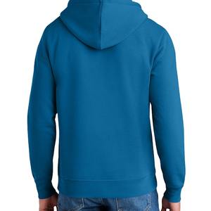 Custom Logo Teal Blue Hoodie <b>Men</b> High Quality Plain Cotton Fleece <b>Pullover</b> Streetwear Turquoise Blank Hooded Sweatshirt - Product Image 3