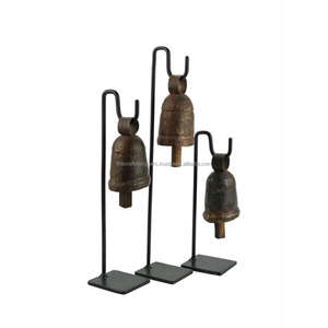 Objets décoratifs vintage cloches rustiques cloche d'harmonie de Noël en métal avec support ensemble de 3 cloches de table de ferme les plus vendues - Product Image 3