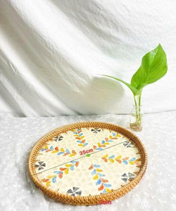 Bandeja Decorativa de Ratán para Mesa de Centro, Decoración del Hogar y Organización Interior Moderna - Product Image 6