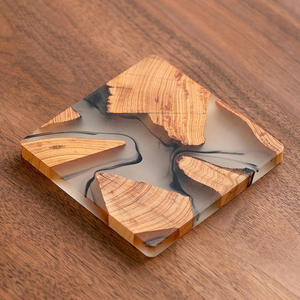 Sous-verre créatif écologique en bois et résine de pin, carré, anti-brûlure, isolant, motif animalier et paysager - Product Image 6