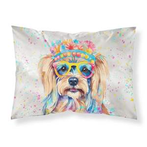 Yorkshire Terrier Hippie Dawg ilustraciones decorativas funda de almohada estándar ligera súper suave funda de cojín de fácil cuidado - Product Image 1