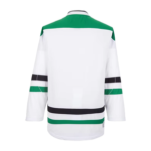 Camiseta de Hockey sobre Hielo Personalizada para Hombre, Blanca, Cuello en V, Rayas, Manga Tres Cuartos, Poliéster que Absorbe la Humedad, Talla Adulto - Product Image 4