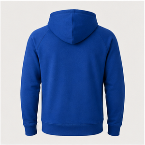 Sweat à capuche athlétique décontracté bleu cobalt pour homme, sans cordon de serrage, devant uni, en coton performance French Terry MHOOD-0040 - Product Image 2