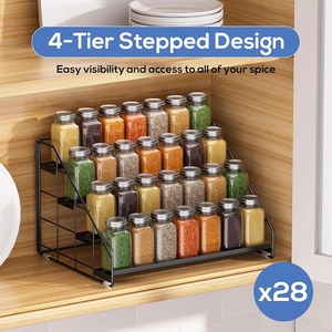 Étagère en métal noir multi-usages à 4 niveaux pour épices, sauces, bocaux et organisation de comptoir, rangement pour tasses et mugs, en provenance d'Inde - Product Image 5