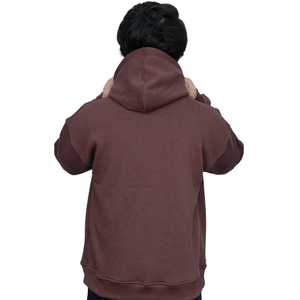 Sweat à capuche pour homme en coton 100% lourd avec impression en relief, marron foncé, streetwear décontracté, pull-over en molleton doux de qualité supérieure, coupe ample - Product Image 3
