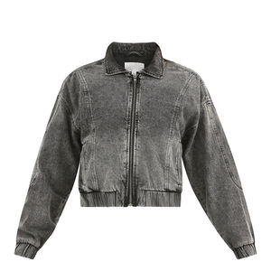 High Quality Custom Street Fashion Denim <b>Jacket</b> Coat for Women New Arrival OEM Casual Streetwear Cotton Cropped <b>Long</b> Denim - Product Image 3