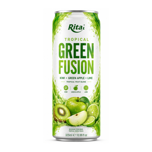 Boisson rafraîchissante Rita Brand 325ml en conserve, jus de fruits tropicaux mélangés (fusion verte), OEM ODM, fournisseur de kiwi, pomme verte et citron vert - Product Image 1