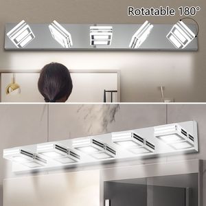 32\" Modern Chrome 5-Light LED Vanity Light Square <b>Acrylic</b> Lampshades Wall Mount Fixture <b>Mirror</b> Lighting for Bathroom - Product Image 6