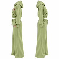 Ensemble de survêtement personnalisé OEM pour femme : sweat à capuche court et pantalon large en molleton de coton – Collection deux pièces directement de l'usine