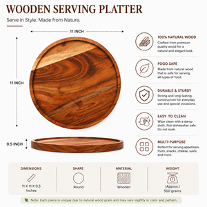 Plateau de service et planche à fromage en bois d'acacia fait main Indirae Artistry, compatible avec les aliments, lavage à la main uniquement, vaisselle de cuisine - Product Image 4