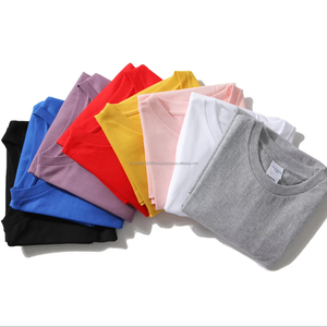 T-shirt de course décontracté pour hommes motif 3D personnalisé solide noir 100% coton 240gsm lourd coupe ample bas prix solide chemises de marque vierges - Product Image 1