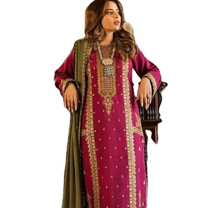 Derniers modèles indiens traditionnels modernes, ensemble Kurta Palazzo en soie Georgette et viscose 3 pièces, design personnalisé disponible, prix de gros - Product Image 1