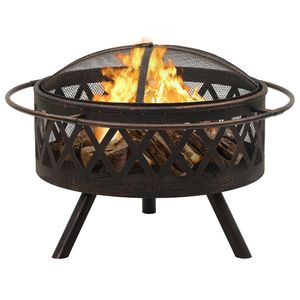 Brasero rustique XXL 29,9 po en acier avec pique-foyer – Cheminée extérieure haut de gamme pour camping, patio, jardin et divertissements en plein air - Product Image 3