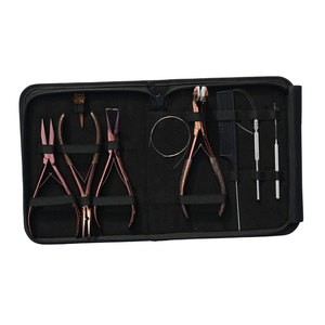 Kit profesional de herramientas para extensiones de cabello: Tenazas para microperlas de crimpado plano, removedor de cinta adhesiva, herramienta de gancho y lazo, peine de cola para separar el cabello. - Product Image 1