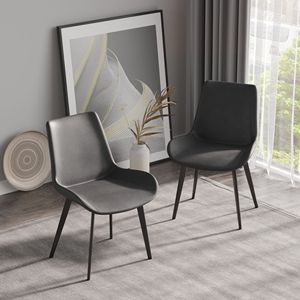 Set di 4 Sedie da Pranzo Moderne Grigie con Gambe in Metallo Nero per Soggiorno, Arredamento Elegante per la Casa - Product Image 1