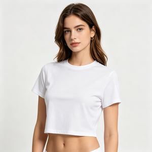Camiseta Corta Personalizada para Mujer, Algodón, Ropa Casual de Moda, Venta al Por Mayor - Product Image 1