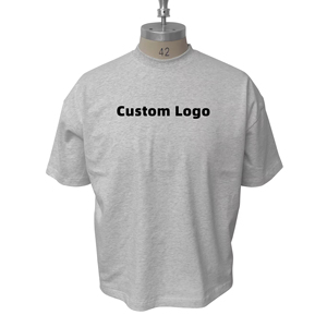 Camisetas grises personalizadas con logo 2026, de manga corta, estilo oversize para hombre, camiseta corta lisa, camiseta de algodón con logo personalizado y corte holgado. - Product Image 6