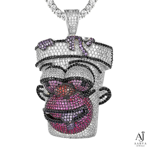 Colgante de Plata de Ley 925 con Rostro de Hulk y Moissanita, Chapado en Oro y Rodio, Corte Brillante Redondo para Hombre - Product Image 2