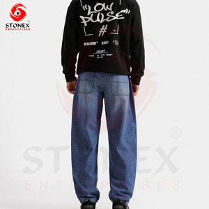 Jean en denim décontracté bleu clair pour homme, coupe droite, délavé, style vintage, en coton, vente en gros personnalisée - Product Image 3