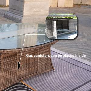 Ensemble de jardin en rotin 7 pièces pour l'extérieur avec fauteuils, table à manger et foyer au gaz - Product Image 3