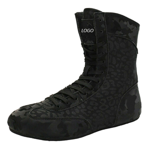 Zapatillas de Boxeo Ligeras con Cordones y Malla Transpirable, Diseño de Camuflaje Negro, Calzado de Entrenamiento de Caña Alta, Profesional para Hombre y Mujer - Product Image 4