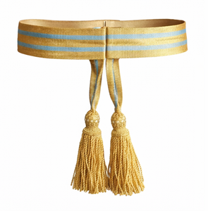 Cinturón Ceremonial Dorado con Rayas Azules y Grises – Accesorio Decorativo para Uniforme - Product Image 3