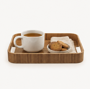 Premium Rectangular <b>Walnut</b> Wood Serving Tray With Handles Modern Minimalist Eco-Friendly Decorative Platter For <b>Coffee</b> <b>Table</b> - Product Image 2