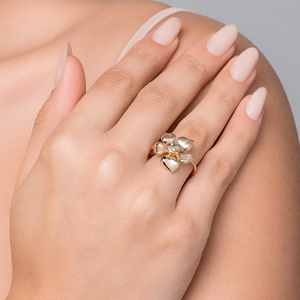 Flower <b>Cocktail</b> <b>Ring</b> 10K <b>Gold</b> Citrine Pave Setting Women's Romantic Daily Jewelry November Birthstone - Product Image 4