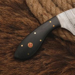 Cuchillo de Camping de Hoja Fija Compacta de Acero de Damasco de Grado Industrial Pasha Enterprises con Mango de Micarta Negra Multifuncional - Product Image 2