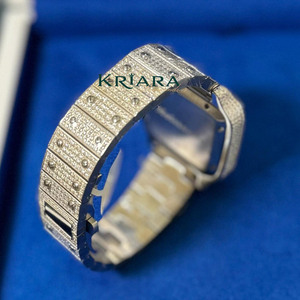 Reloj de Lujo de Acero Inoxidable Plateado con Moissanita de la Mejor Calidad, Elegante, con Movimiento Incrustado de Diamantes Genuinos, Reloj de Pulsera para Hombre - Product Image 3