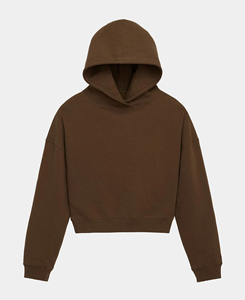 Sudadera con Capucha Corta de Felpa 100% Algodón para Mujer, Ropa Urbana de Invierno, Alta Calidad, Transpirable, Cómoda, Sólida, 320g - Product Image 1