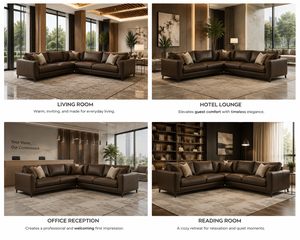 Juego de Sofás de Cuero Genuino Moderno, Sofá de Cuero de Lujo, Muebles para Sala de Estar, Hogar, Oficina, Villa y Espacios Comerciales - Product Image 3