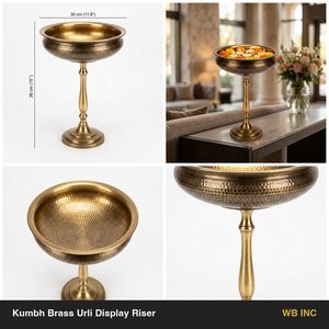 Handmade 30 cm Brass Decor <b>Riser</b> Solid Antique Brass Kumbh Urli Display <b>Riser</b> for Home Decor Hotels <b>Table</b> Decoration Accessory - Product Image 6