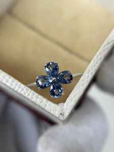 Anillo de zafiro azul único con corte de pera, zafiro vintage, anillo de compromiso, propuesta de matrimonio, joyería hecha a mano para ella - Product Image 5