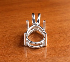Handmade 925 Silver 8x10mm Pear Prong Semi Mount Designer Charm Pendant Empty Pre Notched Setting DIY Keepsake Jewelry Findings - Product Image 2