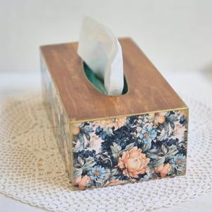 Boîte à mouchoirs en bois imprimée avec couvercle coulissant, moderne, pour un remplissage facile et une organisation optimale, vente en gros - Product Image 2