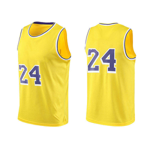 Camiseta de Baloncesto Amarilla 24, Camiseta sin Mangas de Malla con Estampado por Transferencia Térmica, Unisex, Transpirable, 100% Poliéster, Deportiva - Product Image 1