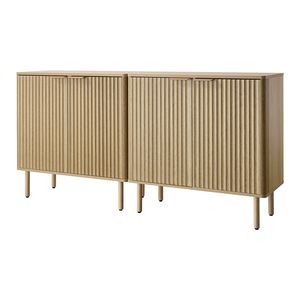 Mueble de Bar para Café Estilo Mid-Century con 2 Niveles de Almacenamiento y 4 Puertas Corredizas, Aparador de Madera para Cocina - Product Image 1